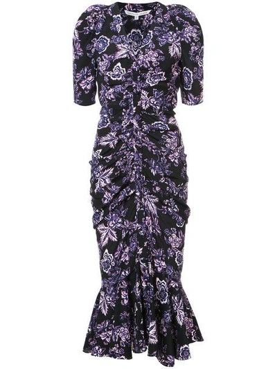 Shop Veronica Beard Floral Print Ruched Detail Dress