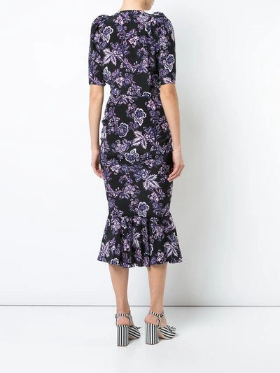 Shop Veronica Beard Floral Print Ruched Detail Dress