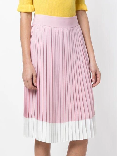 Shop Jil Sander Navy Pleated Midi Skirt - Pink