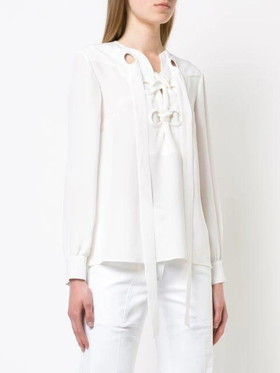 Shop Derek Lam Sarah Lace-up Blouse In White