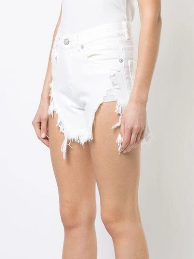 Shop R13 Asymmetric Raw Hem Shorts In White