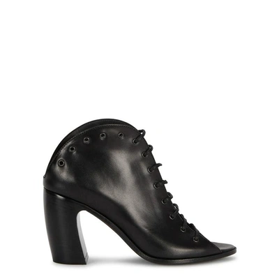Shop Ann Demeulemeester Black Leather Ankle Boots