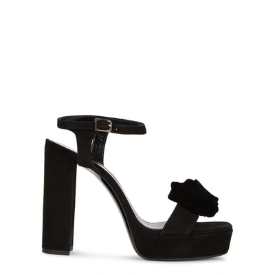 Shop Lanvin Black Corsage Suede Platform Sandals