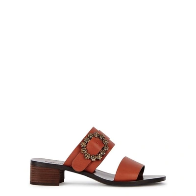 Shop See By Chloé Rosie Crystal-embellished Leather Sandals