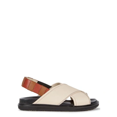 Shop Marni Ivory Leather Sandals In White