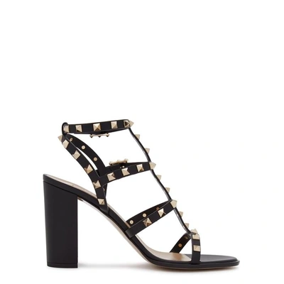 Shop Valentino Rockstud 90 Black Leather Sandals