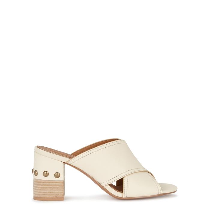 cream leather mules