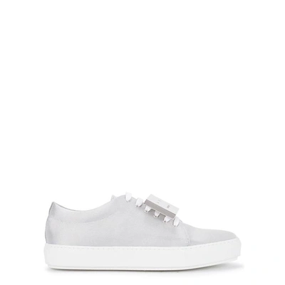 Shop Acne Studios Adriana Silver Leather Trainers