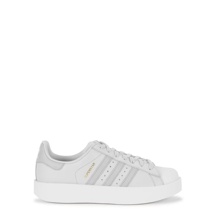 adidas grey leather trainers