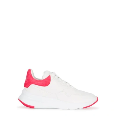 Shop Alexander Mcqueen Daim White Leather Trainers
