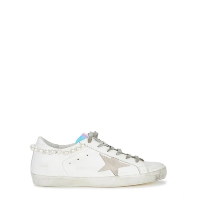 Shop Golden Goose Superstar Faux Pearl-embellshed Leather Trainers In White