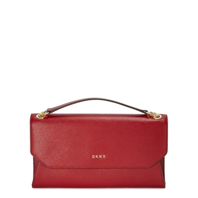 Shop Dkny Crimson Leather Cross-body Bag In Red