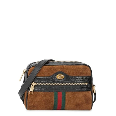 Shop Gucci Ophidia Brown Suede Cross-body Bag In Tan