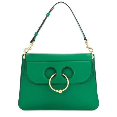 Shop Jw Anderson Pierce Medium Green Leather Shoulder Bag In Bright Green