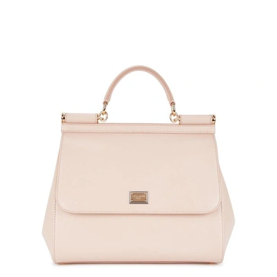 Shop Dolce & Gabbana Sicily Large Blush Leather Tote In Nude