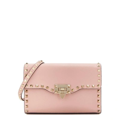 Shop Valentino Rockstud Small Rose Leather Shoulder Bag