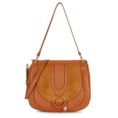 Shop See By Chloé Hana Large Brown Leather Hobo Bag In Tan