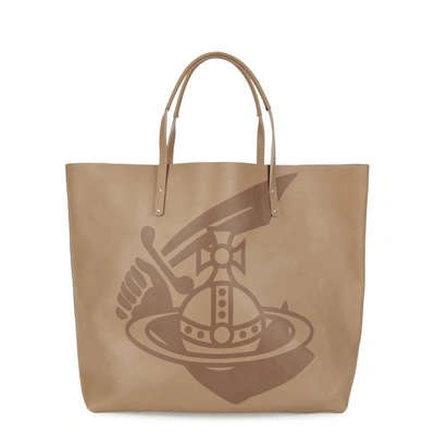 Shop Vivienne Westwood X R.i.s.e. Printed Recycled Leather Tote In Beige