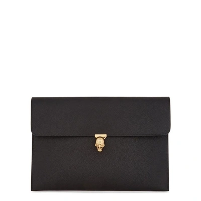 Shop Alexander Mcqueen Black Leather Envelope Clutch