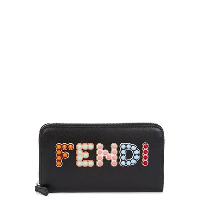 Shop Fendi Black Studded Leather Wallet