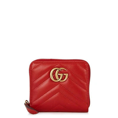 Shop Gucci Gg Marmont Red Leather Wallet