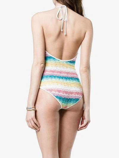 Striped wrap swimsuit