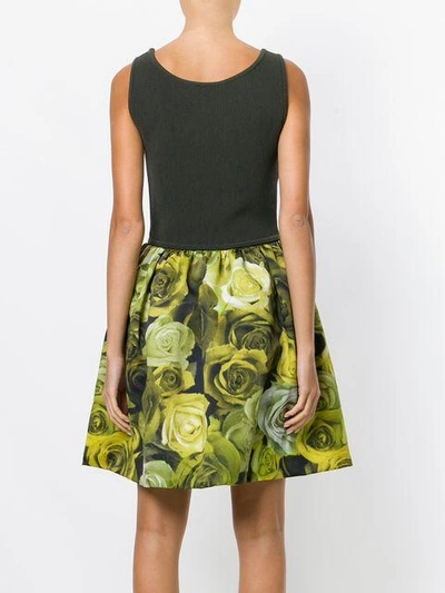 Shop Moschino Ribbed Floral Dress In Green