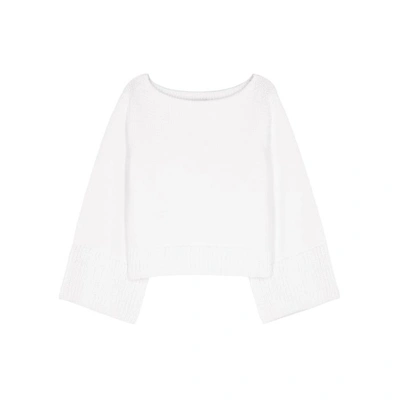 Shop Milly White Chunky-knit Cotton-blend Jumper