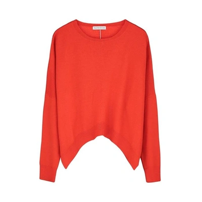 Shop Ille De Cocos Merino Cropped Sweater - Red- Rose In White