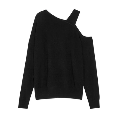 Shop Elizabeth And James Hearst Open-shoulder Wool-blend Jumper In Black