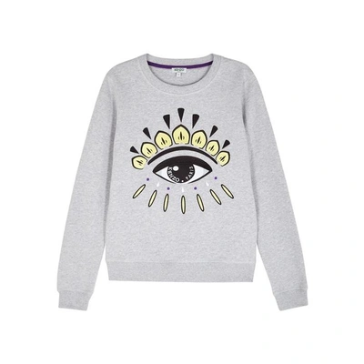Shop Kenzo Grey Eye-embroidered Cotton Sweatshirt