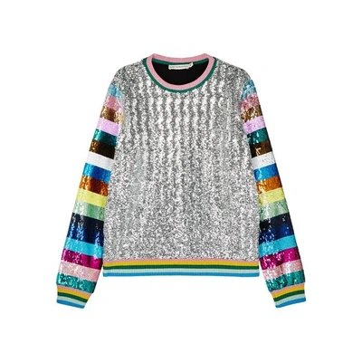 Shop Mary Katrantzou Silver Sequinned Sweatshirt