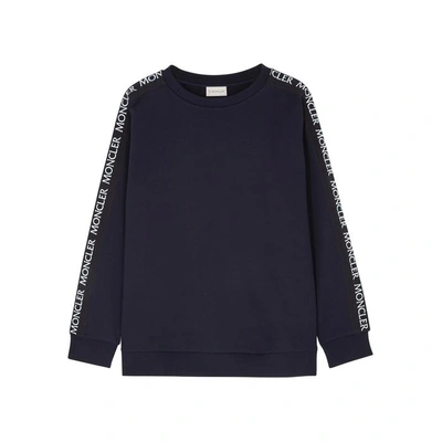 Shop Moncler Logo-embroidered Cotton Sweatshirt In Navy