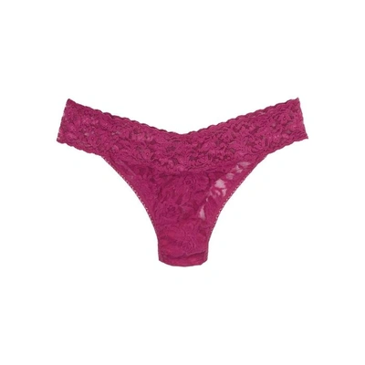 Shop Hanky Panky Original Pink Stretch-lace Thong In Mid Pink