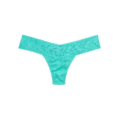 Shop Hanky Panky Signature Turquoise Stretch-lace Thong