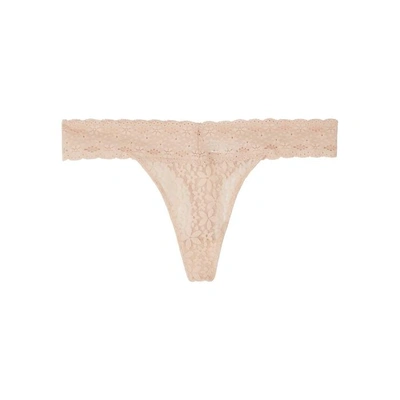 Shop Wacoal Halo Lace Almond Thong In Nude