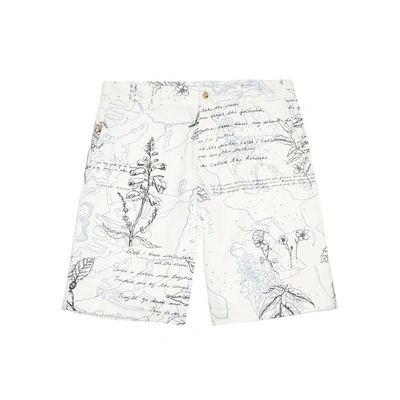 Shop Alexander Mcqueen White Printed Denim Shorts