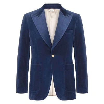 Shop Gucci Navy Velvet Blazer