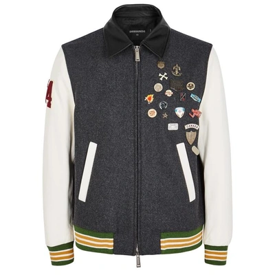 Shop Dsquared2 Scout Wool Blend Bomber Jacket In Grey