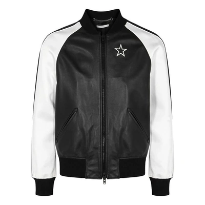 Shop Givenchy Monochrome Leather Bomber Jacket In Black And White