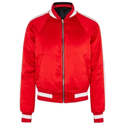 Shop Amiri Reversible Silk Satin Bomber Jacket In Black And Red