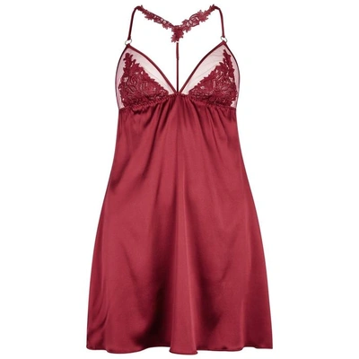 Fleur Of England Margaux Bordeaux Satin Chemise In Red | ModeSens