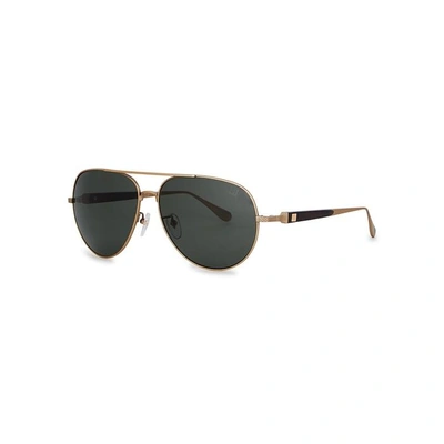 Shop Dunhill London Gold Tone Aviator-style Sunglasses In Green