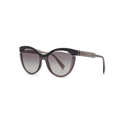 Shop Miu Miu Grey Cat-eye Sunglasses