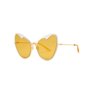 Shop Moy Atelier Naked Heart 12kt Gold-plated Sunglasses In Yellow