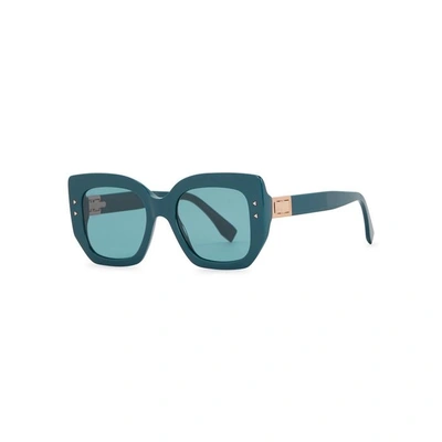 Shop Fendi Peekaboo Blue Oversized Sunglasses