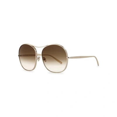 Shop Chloé Nola Gold Tone Aviator-style Sunglasses