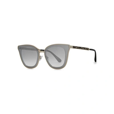 Shop Jimmy Choo Lory Gold Tone Cat-eye Sunglasses