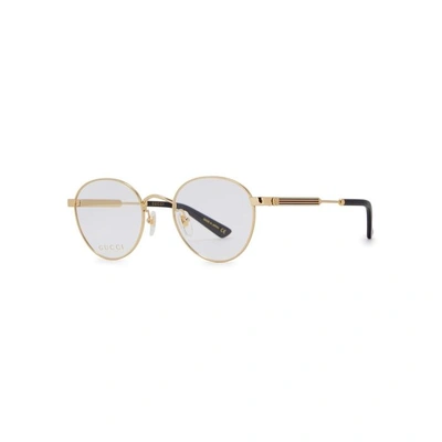 Shop Gucci Gold Tone Optical Glasses