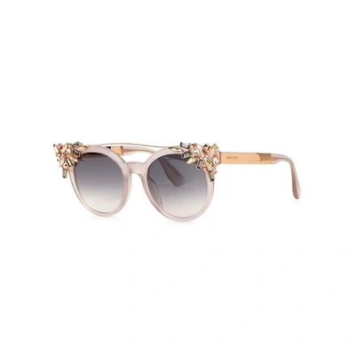 Shop Jimmy Choo Vivy Rose Round-frame Sunglasses In Pink